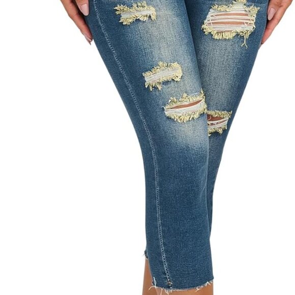 Skinny Jeans Distressed Capri Jeggings Women's Capri Jeans Ripped